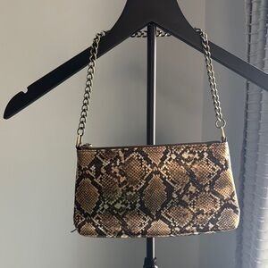 HOBO Brown and Tan Quilted Clutch with Chain Strap